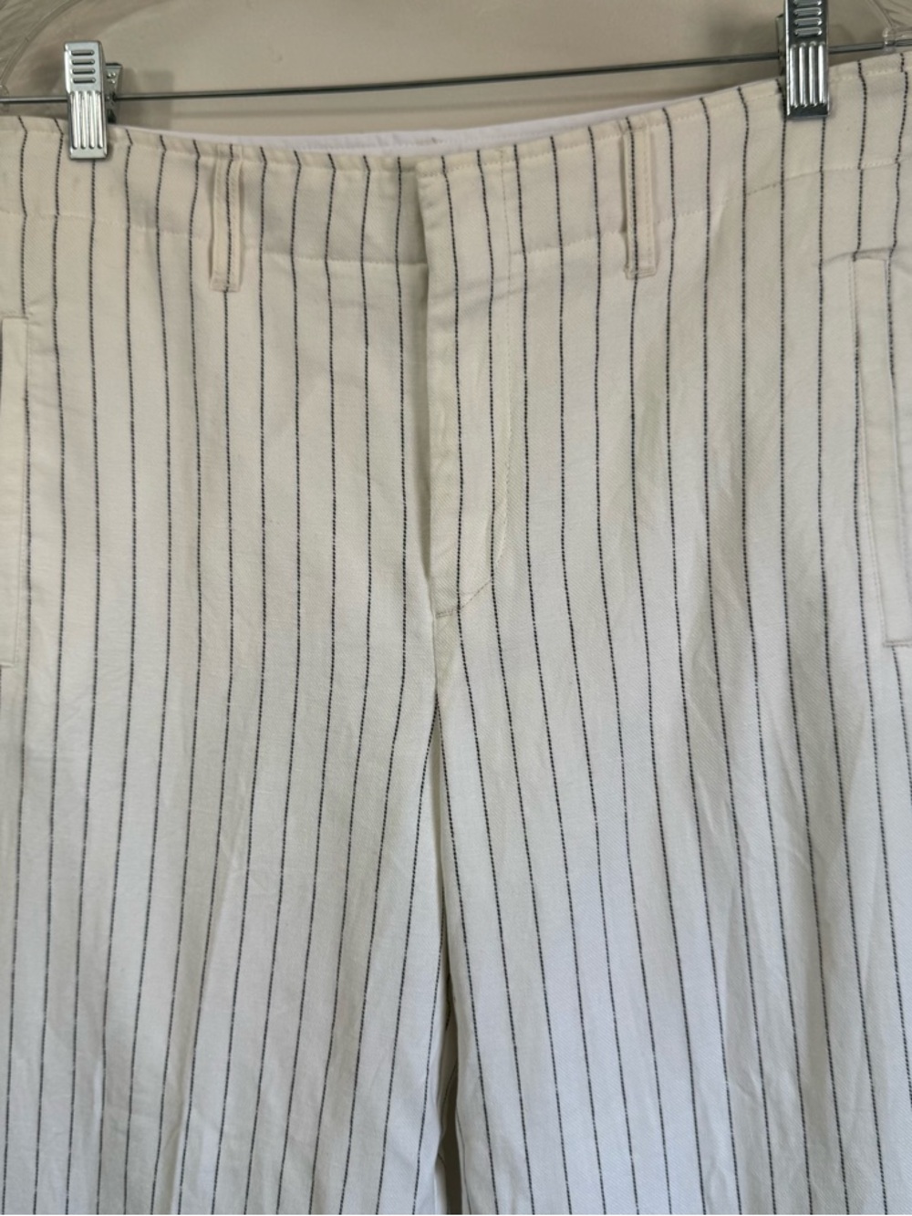 Rag & Bone Dylan Cropped Cream Pinstripe Wide Leg Pants Women Sz 8 Linen Cotton - Picture 4 of 13